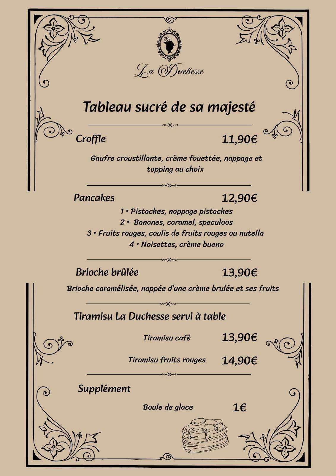 Menu sucré